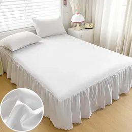 Bed Skirt With Pillowcase Solid Color Cover Soft Bedspread Elastic Mattress Protector Ruffles Linen Falda De Cama