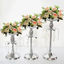 Holders PEANDIM Silver Crystal Candle Holder Wedding Candlestick Christmas Party Table Centerpieces Candelabra Flower Vase Home Decor