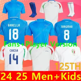 24 25 Soccer Jerseys italienska 2024 2025 Euro Cup National Team Baggio Italia Jersey Verratti Chiesa Vintage Jorginho Football Shirt Barella Maldini Kids Kit