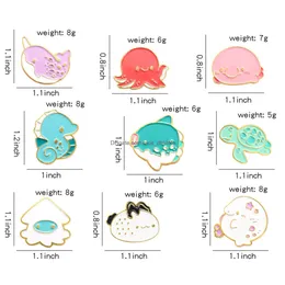 Pins Brooches Cartoon Marine Life Enamel Lapel Pin Set Cute Sea Animal Brooch Badge Whale/Sea Turtle/Octopus/Hippocampus/Fish For Ch Otlp9