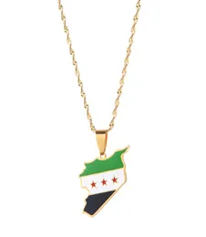 Stainless Steel Trendy Syria Map Flag Pendant Necklaces Syrians Maps Women Necklace6039294