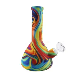 Regenbogen farbenfrohe 8,5 -Zoll -Mini -Becher -Design Silicon Bong Dab Rig Camufla Unbreakable Oil Rig Bong mit Glas Downstem Water Pipe Ll
