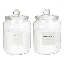 Lagringsflaskor 2 st halv gallon glasburkar med lufttäta lock för tvättmedelmjöl (67 oz) 24 etiketter