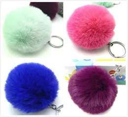 سلاسل y الرئيسية y y kein softball pompom keykain لطيف فرو مزيف أرنب للسيارات للنساء سيارات بوم بوم keyring قلادة porte clef Charm2311273760