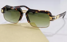 Vintage okulary przeciwsłoneczne 6020 Havana Green Gradient soczewki prostokątne okulary mężczyźni Modne odcienie słońca Gafas de Sol Uv400 Ochrona Eyewea7055349