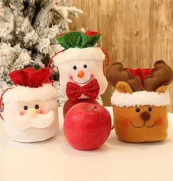 6 Stile Weihnachten Süßigkeitentasche Geschenk Kordelstringsäcke Santa Claus Snowman Elch Tasche Weihnachtsbaumdekoration Apple Beutel 45757566