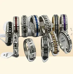30pcslot Design Mix Spinner Ring Rotate Stainless Steel Men Fashion Spin Ring Male Female Punk Jewelry Party Gift Whole lots8794906