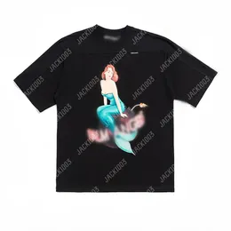Palm PA 24SS Summer Letter Printing Mermaid Logo T Shirt pojkvän gåva Löst överdimensionerad hiphop unisex kort ärmälskare stil tees änglar 2051 ctc