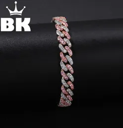 Hip Hop Copper 9mm Micro Pave Cz Cuban Link Armband Kubikzirne Herren Punk 7inch8inch Miami Armband Akzeptieren Sie Custom Color388555555