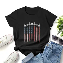 Women's T-Shirt F15 Eagle Fighter Jet USA Flag Airplane F-15 4th Of July Print T Shirt Graphic Shirt Casual Short Slved Female T T-Shirt Y240506