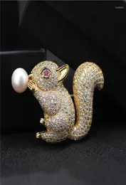 Brooches Freshwater Pearl Brooch Squirrel Pins For Women Fashion Scarf Clip Animal Jewelry Broach Bouquet Christmas Gift2634408