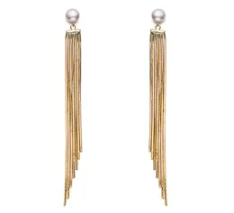 Pearl Long Tassel Drop Earrings Natural Pearl Drop Drop Training Dangle Hanging Engring for Women2578124