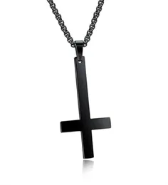 Maschio Black St Peter's Inverted Inverted Collace Collana per uomini Curco di acciaio inossidabile Crux de Sanctus Petrus Gioielli Necklace 6784876