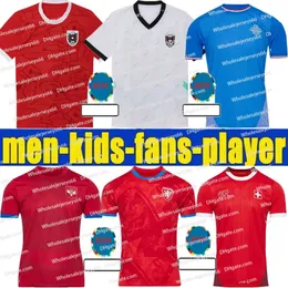 Novo Camisas de futebol da República Tcheca Switzerland Away 24 25 Austria Red Blue Branco 2024 2025 Islândia Camisas de futebol esportivo Sportswear sérbia Camisola de