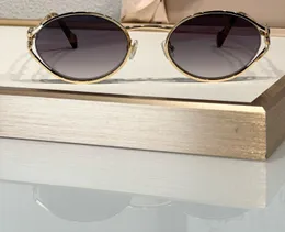 Oval Metal Solglasögon 52y Gold Grey Shaded Women Designer Solglasögon Glasögon Summer Shades Sunnies Lunettes de Soleil UV400 Eyewear