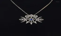 Collane a sospensione Triple Crescent Moon con collana pentagramma sigillo di gioielli pagani spirituali Wiccan collace gotica14287288