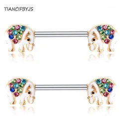 Tiancifbyjs Nipple Bulbell Piercing Oreging Carlitage 14G Acciaio inossidabile Gioielli di gioielli di cristallo Anelli di capezzolo Crystal Nipple Bar 20PCS17935852