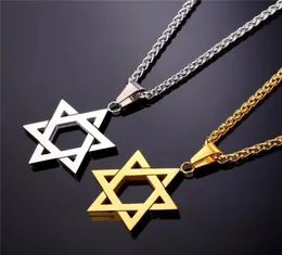 Colar magen star of David pendente Israel Chain colar Mulheres aço inoxidável Judaica Gold Black Color Men Jeia judeu P813276013475