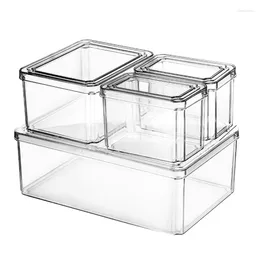 Storage Bottles 4Pcs Fridge Food Containers Stackable Refrigerator Cupboard Organiser Keeper To Keep Fruits Eggs Etc