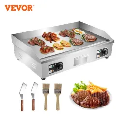 Grillar VeVor Electric Countertop Griddle med låda i rostfritt stål Flat Top Grill Barbecue BBQ Machine för utomhuscamping matlagning