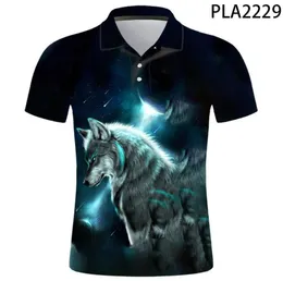 MEN039S POLOS 2022 ANIMAL WOLFROPA DE HOMBREファッションカジュアルショートスリーブ夏3Dプリント男性シャツStreetwear Cool1537830