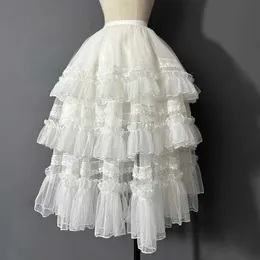 Kjolar underbara lolita klänning lätt blommig bröllop jsk läder foder tungt industriell spets kaka fluffy mesh cover kjoltl2405