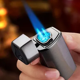 Zinklegering av hög kvalitet 3 Jet Flame Gas Ofylld fackla tändare med USB -laddningsbar butan trippel Jet Flame Torch Cigar Tändare