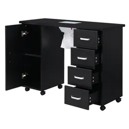 MDF Single Door 4 Drawers With Fan Black Nail Table