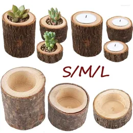 Candle Holders Wood Timber Pile Holder Stand Log Candlestick Succulent Plants Flowerpot Ornament Decor