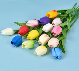 19 Цветов PU ARTIFICAL Цветочный букет тюльпан 34 см134 дюйма Mini Real Touch Flowers8250908