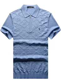 Männer T-Shirts Milliardär Italienisch Couture Seidensommer Sommer Reißverschluss Strick Kurzarm T-Shirt