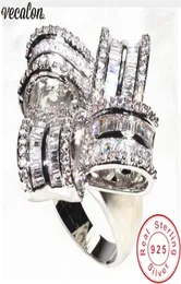 Vecalon Deluxe Promise Ring 925 Sterling Silver Diamond Big Engagement Ehering Band Rings für Frauen Party Schmuck2559052