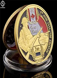 Daynormandy juno beach artigianato militare canadese 2a divisione oro placcata 1oz commemoration collecdible monete da collezione1879417