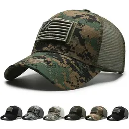 8FJF Ball Caps Men Baseball Cap American Flag Camouflage Sticker Patchwork broderad baseballmössa Net Hat Hat Haten Outdoor Sun Hat Gorras D240507