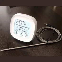 Wskaźniki cyfrowego termometru z ekranem dotykowym do gotowania ryb mięsnych drobiu w patelni palacze piekarnik grill z wrażliwym kolorem LCD