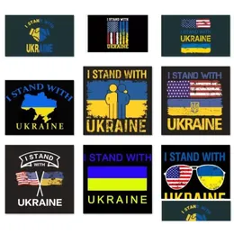 Bannerflaggor US 3x5 ft Party Flag Support Ukrainska Jag står med Ukraina för utomhus inomhusdekor Polyester DHS Drop Delivery Home G Dhogk