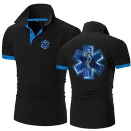 Herrpolos EMT Emergency Ambulance 2024 Mens Summer New Business Button Polo Shirt Fashion Printed Breatble Casual Top Q240508