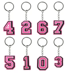 Accessori cartoni animati Keechain Numero Pink per premi in classe Bomboniere della catena di tastiera Regalo di compleanno del compleanno Adatto Schoolba Otawq