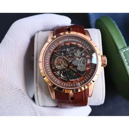 Designer Luxury Watches for Mens Mechanical Automatic Fashion Business Roge Dubui Excalibur 46 Series Winding Tourbillon Watch