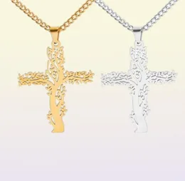 Anhänger Halsketten Mode Edelstahlkettenkette Halskette Jesus Cross Tree of Life for Men Kragen Hombre N04758258757596931