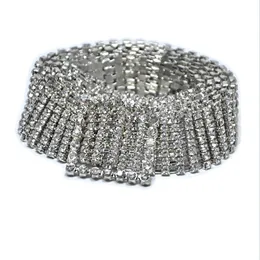 Fashion Luxury Ten Row Bright Full Rhinestone Inlaid Women's Belt Female Bride Wide Bling Crystal Diamond Waist Chain Belt 2019 Y1 2398