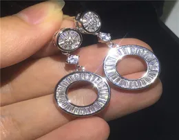 VECALON 2018 CARRIERA DANGH EARRING Diamond 925 Orecchini per gocce per matrimoni in argento sterling per donne Gift di gioielli da sposa2858002