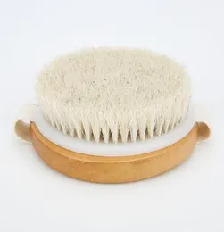 Escova de corpo redonda da cana -de -cavalo sem manipulação escova de chuveiro de banho de pele seca pincels de massagem de spa de madeira SN34049718393