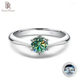 Кластерные кольца Bague Ringen 1-3 D Цвет Moissanite Wedding для женщин высочайший качество 18 тыс. Белого золота 925 стерлинго