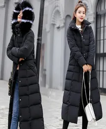 Women039s Down Parkas 2021 Winter Jacket Warm Fashion Bow Bow Belt Fur Collar Coat Long Dress Thick8797907