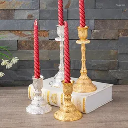 Titulares de velas Homhi estilo europeu Candlestick de ouro decoração de casa prata vintage peças porta vela mesa hbj-515