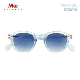 Meeshow Design Men Women Retro Fashion Sunglasses crystal Design Round Frame 100% UV Protection Nylon Lens Sun glasses 240426