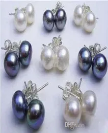 Intero 16pcs8Pairs 89mm Whiteblack akoya Cultured Pearl 925 Silver Earring4690224