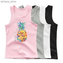 T-shirty Kolorowa kamizelka ananasowa bawełniany pojedynczy rękaw letnie dziecko koszulka bez rękawów hawajska odzież dziecięca kawaii sport