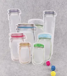 Mason Jar -Form mit Reißverschluss Lebensmittelabbau wiederverwendbarer Bulk Food Storage Container Snacks Candy Leckfische Taschen Küche Organisation BA4173855